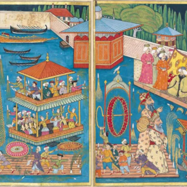 Levnî, Surnâme, şenlik alayı, 1720 dolayı · Topkapı Sarayı Müzesi Surnâme minyatürü, şenlik alayı, 1720 dolayı